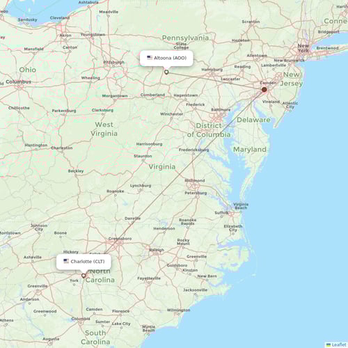 Contour Aviation flights between Charlotte and Altoona