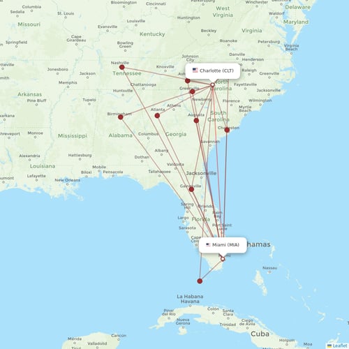 American Airlines flights between Charlotte and Miami