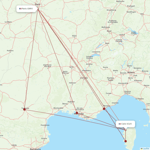 Air Corsica flights between Calvi and Paris