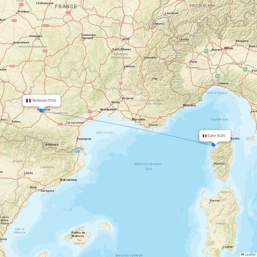 Air Corsica flights between Calvi and Toulouse