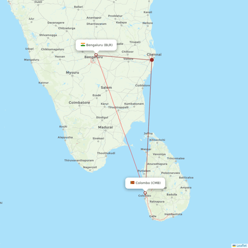 SriLankan Airlines flights between Colombo and Bengaluru