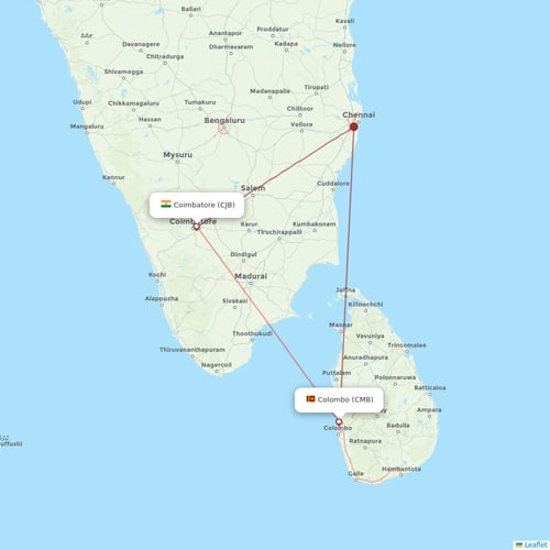 SriLankan Airlines flights between Colombo and Coimbatore
