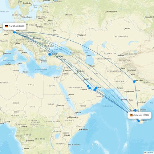 SriLankan Airlines flights between Colombo and Frankfurt