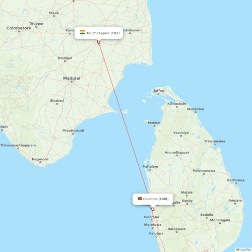 SriLankan Airlines flights between Colombo and Tiruchirappalli