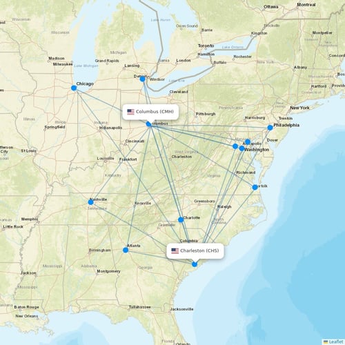 Breeze Airways flights between Columbus and Charleston