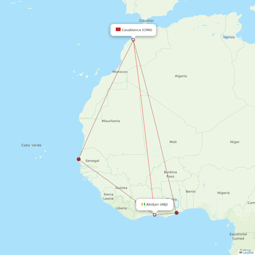 Royal Air Maroc flights between Casablanca and Abidjan