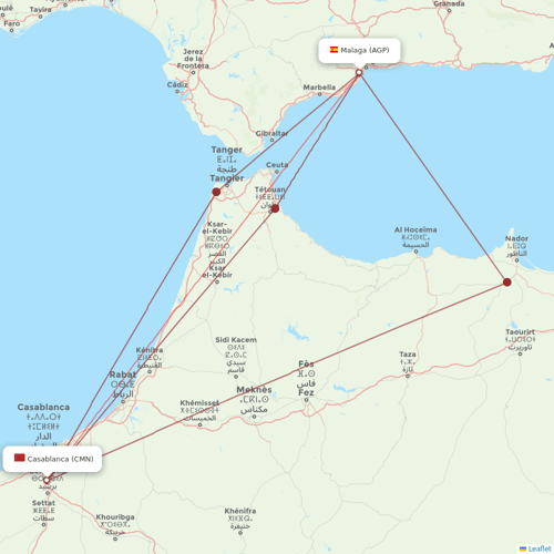 Royal Air Maroc flights between Casablanca and Malaga