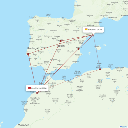 Royal Air Maroc flights between Casablanca and Barcelona