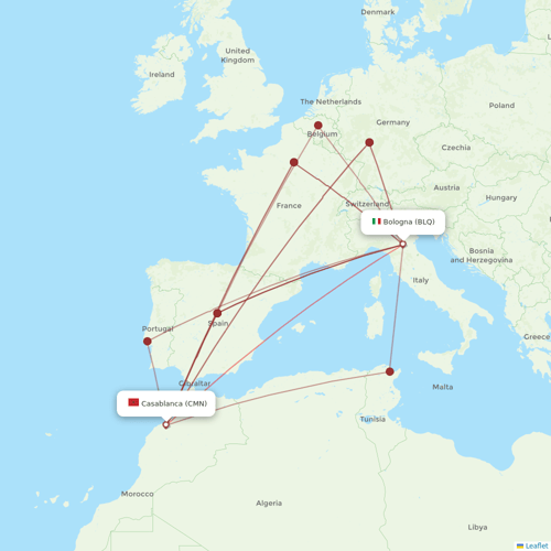 Royal Air Maroc flights between Casablanca and Bologna