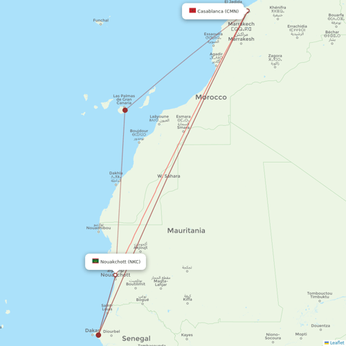 Mauritania Airlines International flights between Casablanca and Nouakchott