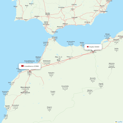 Royal Air Maroc flights between Casablanca and Oujda