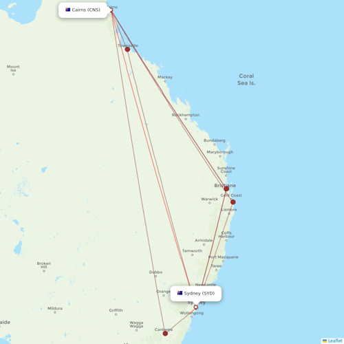 Jetstar flights between Cairns and Sydney