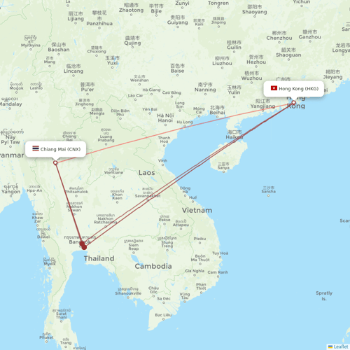 HK Express flights between Chiang Mai and Hong Kong