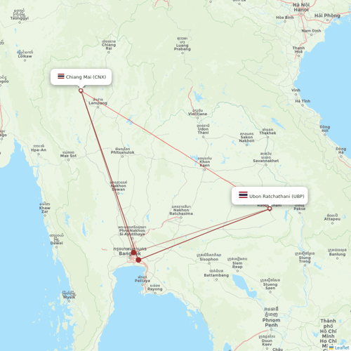 Nok Air flights between Chiang Mai and Ubon Ratchathani
