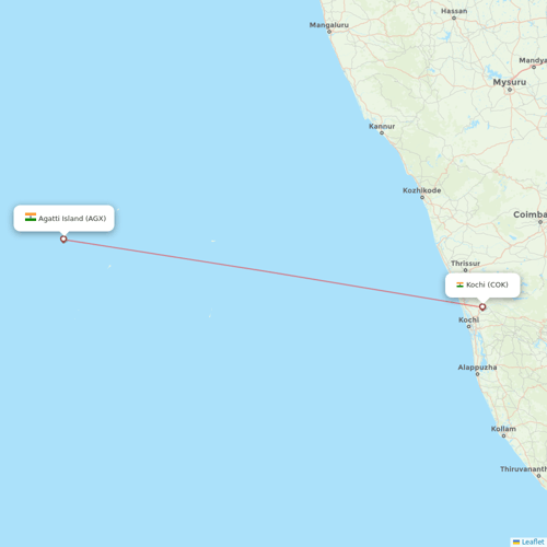 Air India flights between Kochi and Agatti Island