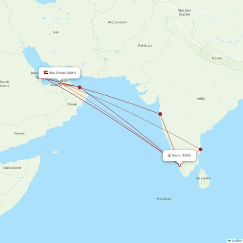 Etihad Airways flights between Kochi and Abu Dhabi