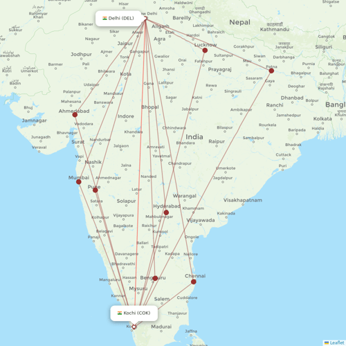 Air India flights between Kochi and Delhi