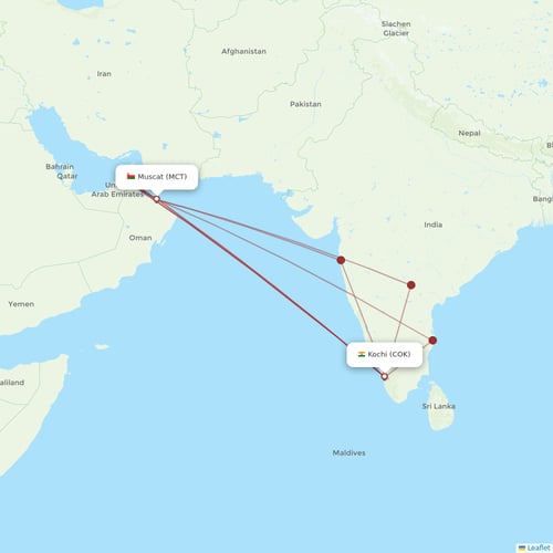 Oman Air flights between Kochi and Muscat