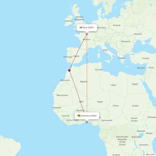 Corsair flights between Cotonou and Paris