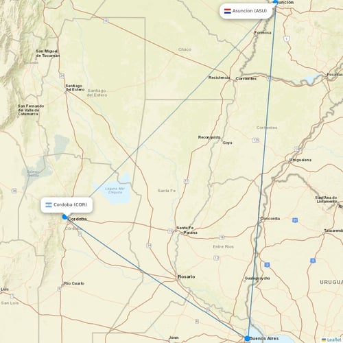 Silk Way Airlines flights between Cordoba and Asuncion