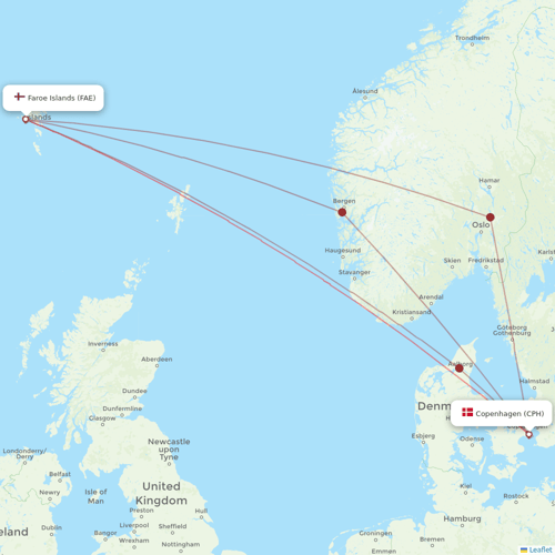 Atlantic Airways flights between Copenhagen and Faroe Islands
