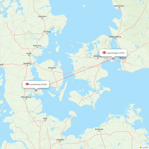 Air Alsie flights between Copenhagen and Sonderborg