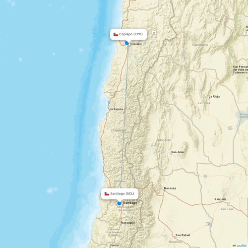 Sky Airline flights between Copiapo and Santiago