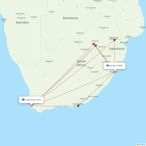 Safair flights between Cape Town and Durban