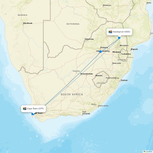 CemAir flights between Cape Town and Hoedspruit