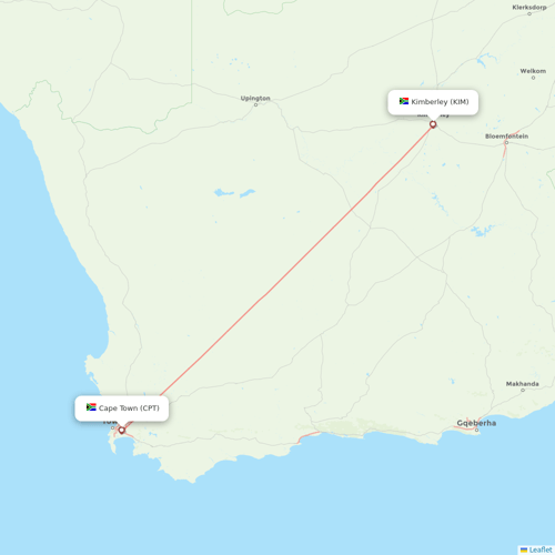 CemAir flights between Cape Town and Kimberley