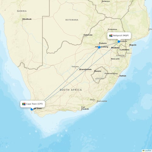 Airlink (South Africa) flights between Cape Town and Nelspruit