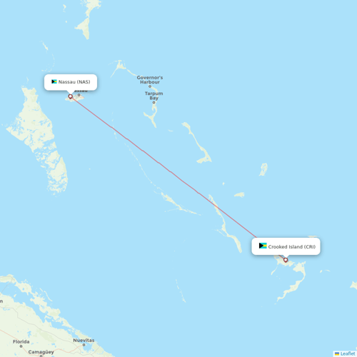 Bahamasair flights between Crooked Island and Nassau