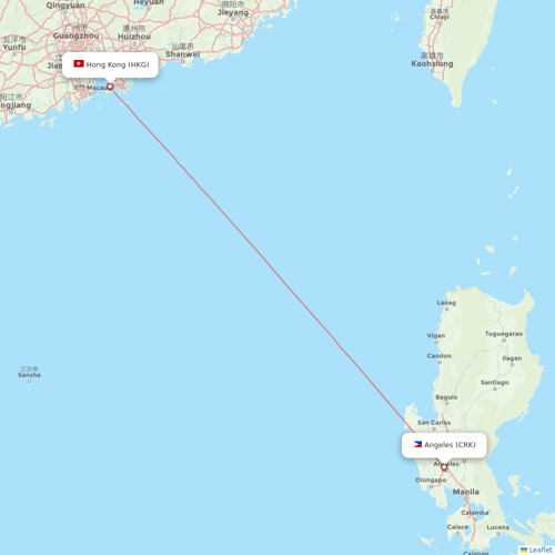 Cebu Pacific Air flights between Angeles and Hong Kong