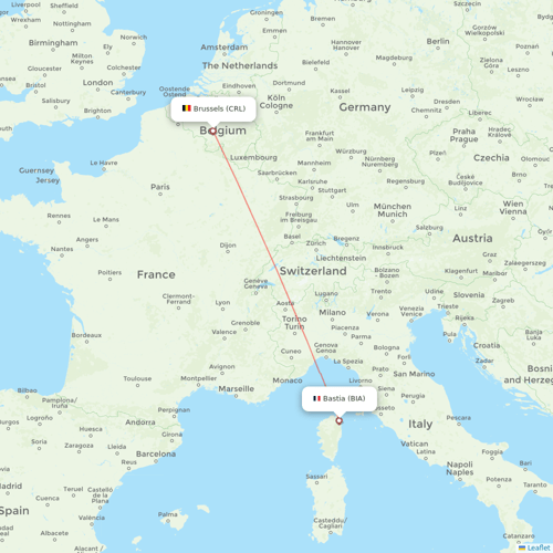 Air Corsica flights between Brussels and Bastia
