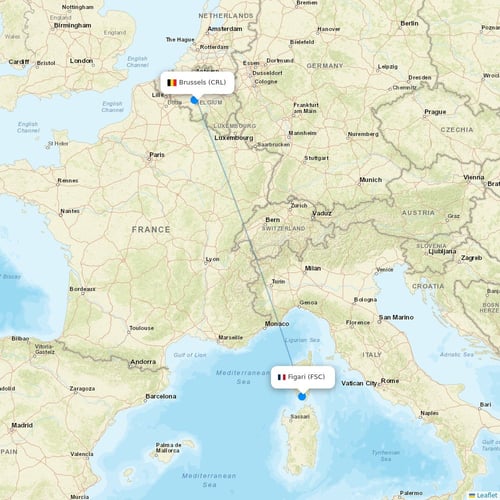 Air Corsica flights between Brussels and Figari