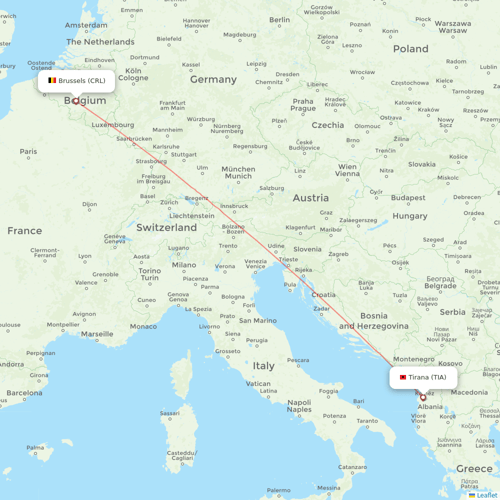 Wizz Air Malta flights between Brussels and Tirana