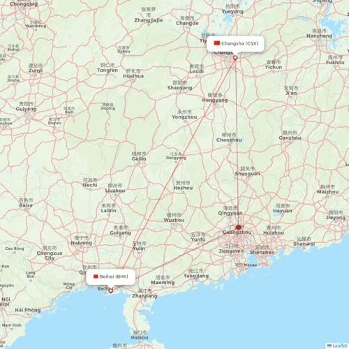 Joy Air flights between Changsha and Beihai