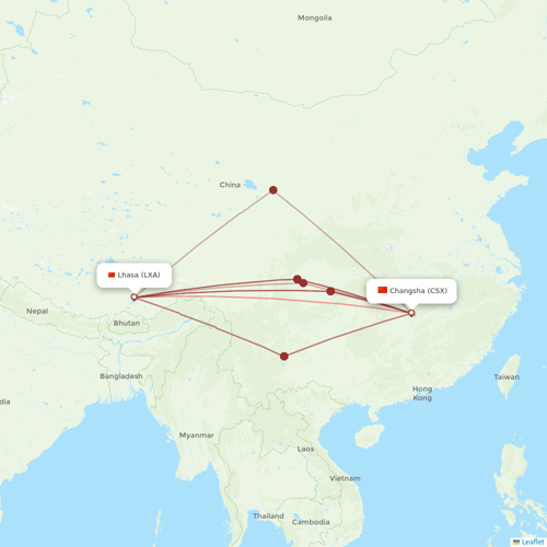 Tibet Airlines flights between Changsha and Lhasa/Lasa