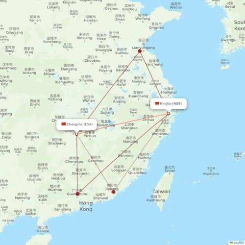 Hainan Airlines flights between Changsha and Ningbo