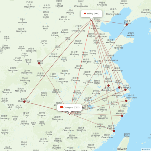HongTu Airlines flights between Changsha and Beijing