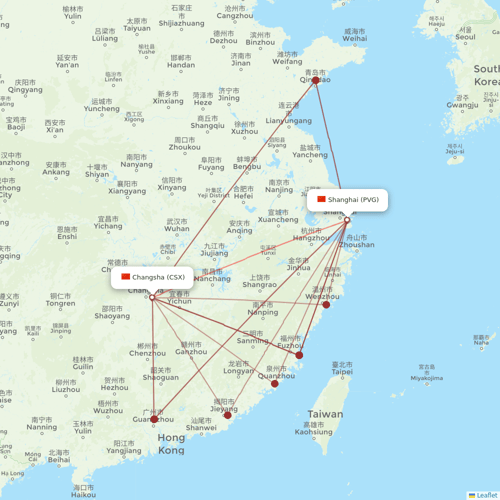 Shanghai Airlines flights between Changsha and Shanghai