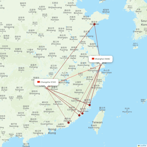 Juneyao Airlines flights between Changsha and Shanghai