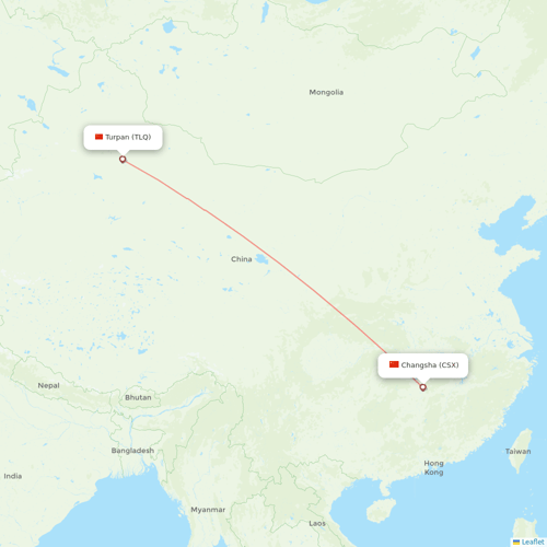 HongTu Airlines flights between Changsha and Turpan