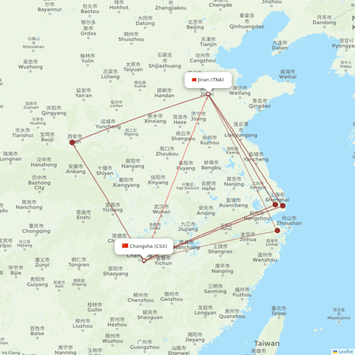 HongTu Airlines flights between Changsha and Jinan