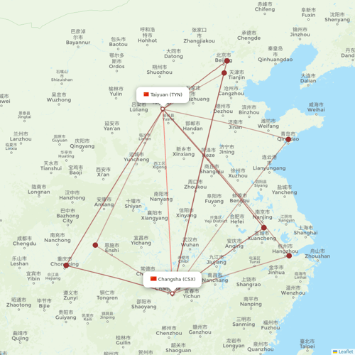 Joy Air flights between Changsha and Taiyuan