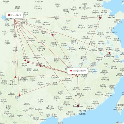 HongTu Airlines flights between Changsha and Xining