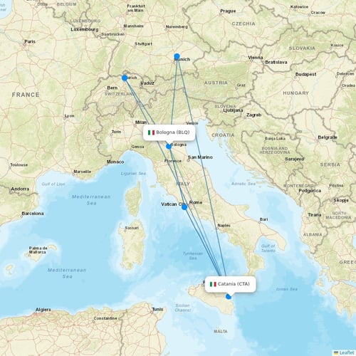 Ryanair flights between Catania and Bologna