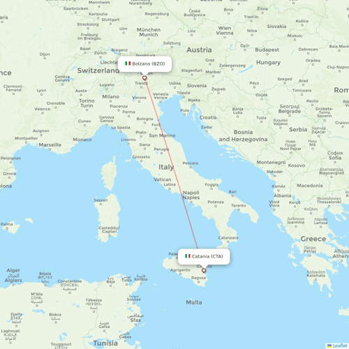 Bukovyna Airlines flights between Catania and Bolzano