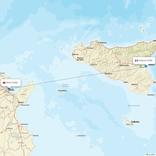 Tunisair Express flights between Catania and Tunis