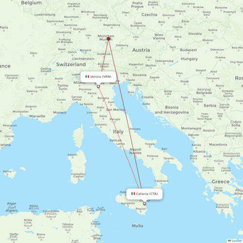 Volotea flights between Catania and Verona